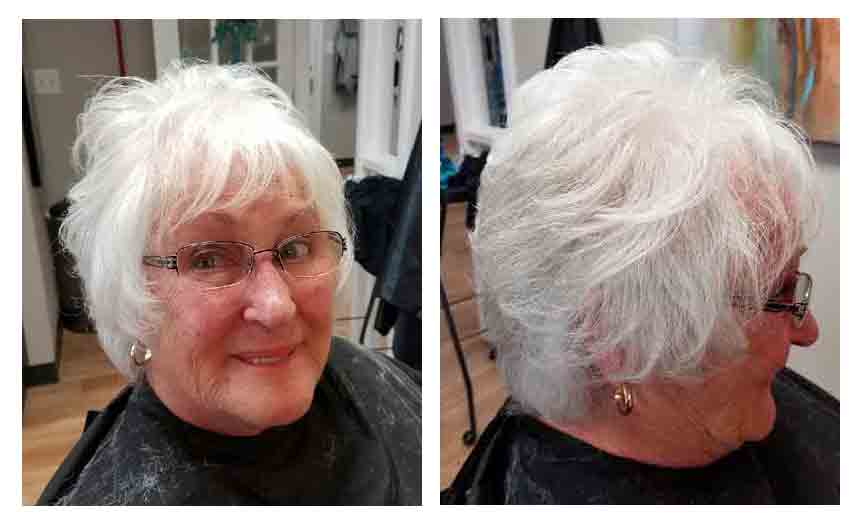 woman with gray hair short haircut