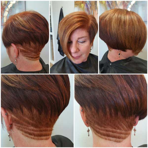 woman with short red haircut undercut